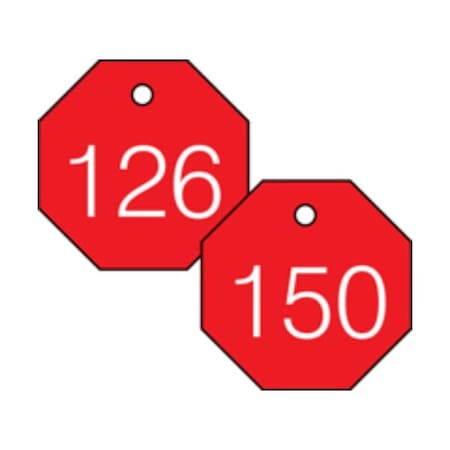 Accuform Engraved Numbered Tags, HS-Laminate, 0.3 in H x 3-1/4 in W, 25 PK TDG827RD